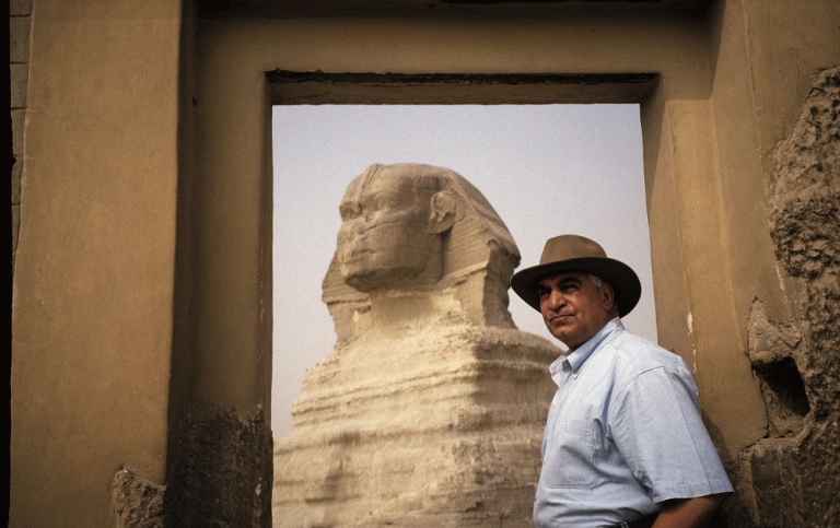 Beside the Sphinx, Dr Zahi Hawass